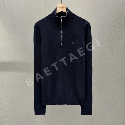 버버리 카시미야 혼방 하프 집업 니트 스웨터 154067