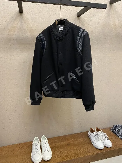 생로랑 울 패치워크 야구 자켓 207585
