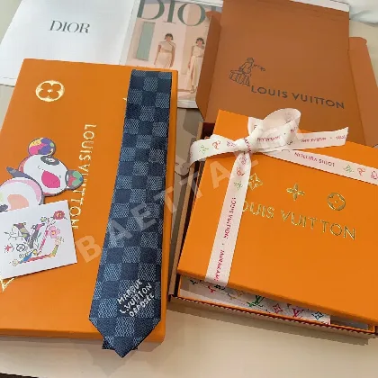 루이비통 다미에 패턴 실크 넥타이 86816