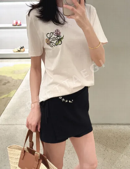 로에베 아티초크 자수 데님 반팔 티셔츠 41638