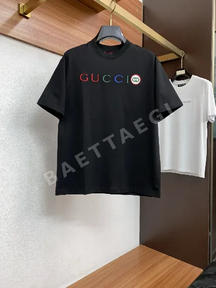 구찌 자수 코튼 라운드넥 반팔 티셔츠 남성
