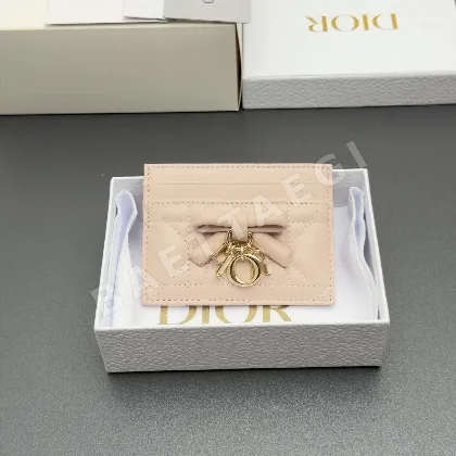 디올 램스킨 카나쥬 리본 카드 지갑 S2604