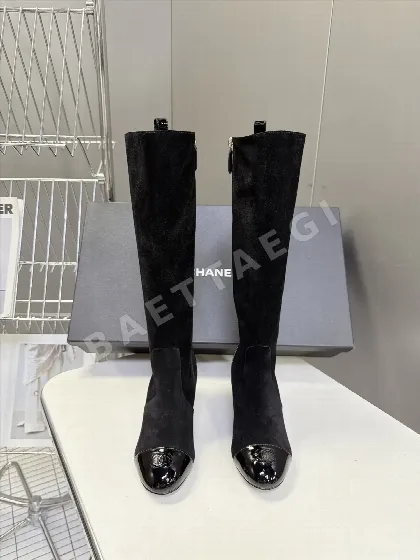샤넬 부츠 램스킨 진주 더블 C 로고 힐 170004