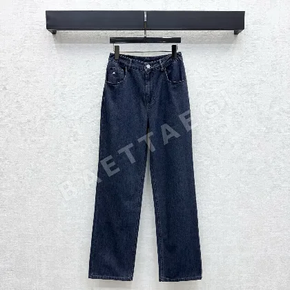 샤넬 자수 스트레이트 레그 데님 바지 186403
