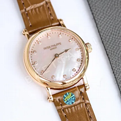 파텍필립 프리미엄 워치 다이아 자동 초박형 레더스트랩 화이트 다이얼 여성용 레플리카 44192 Patek Philippe