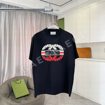 구찌 남성 레터 로고 프린트 반팔 티셔츠 47683