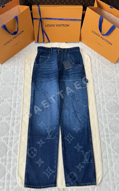 루이비통 광택 꽃무늬 데님 여성 바지 194732