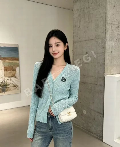 로에베 세로 리브 V넥 울 가디건 127840