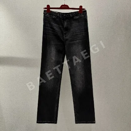 구찌 로우 라이즈 블루 워시드 코튼 데님 벨보텀 팬츠 186777