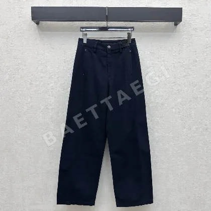 샤넬 가죽 라벨 와이드 데님 바지 199889