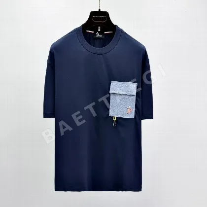 몽클레르 데님 포켓 코튼 반팔 티셔츠 남성 41407
