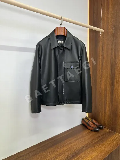 에르메스 블랙 램스킨 카라 남성 자켓 186356