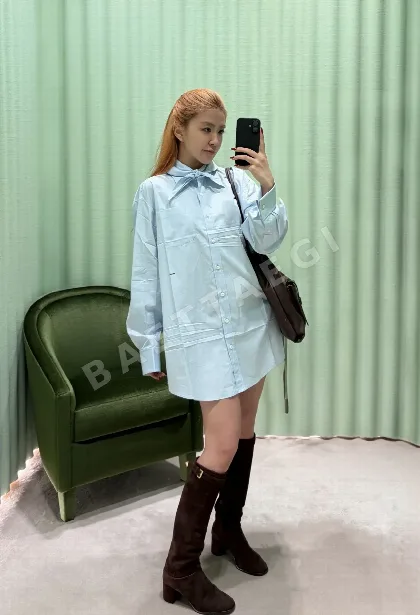 프라다 나비넥타이 코튼 셔츠 원피스 151793