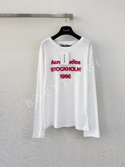 아크네 플록 레터링 긴팔 티셔츠 여성의류 18693