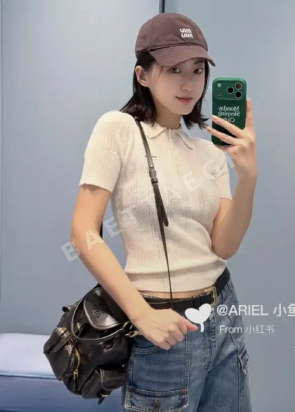 미우미우 여성 반팔 캐시미어 52387
