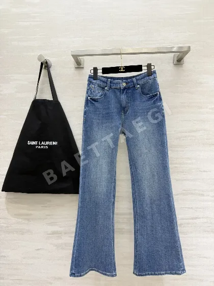 생로랑 하이웨이스트 플레어 여성 바지 154585