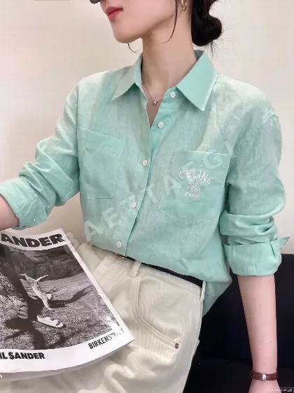 셀린느 릴랙스 핏 린넨 카라 셔츠 156685