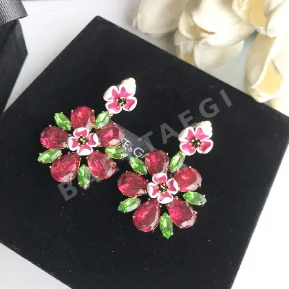 돌체앤가바나 레드 그린 로즈 DG 클립온 귀걸이 65302