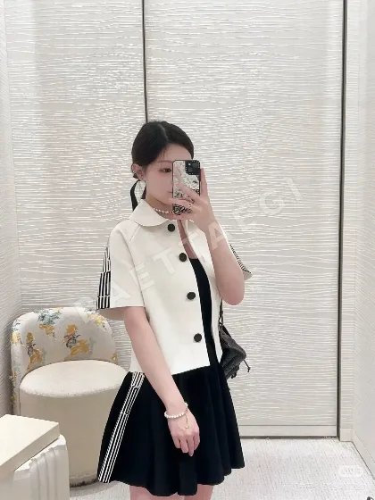 디올 반팔 검정 흰색 로고 웨빙 자켓 51617