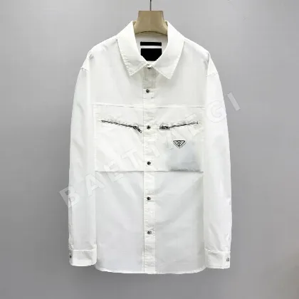 프라다 로고 버튼 나일론 카라 자켓 남성 11397