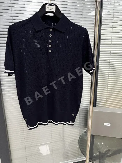 톰브라운 리브 니트 반팔 폴로셔츠 46651