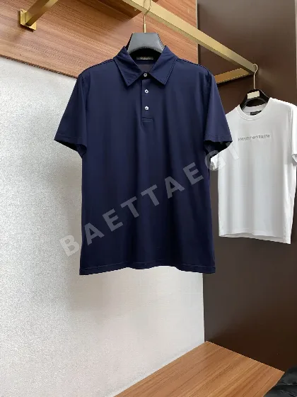 로로피아나 머서라이즈드 코튼 남성 반팔 폴로셔츠 48016