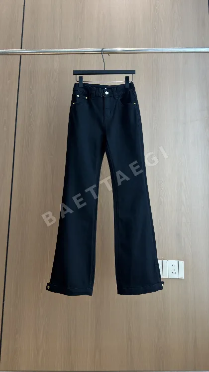 생로랑 메탈 버클 스트레이트 레그 여성 바지 156434