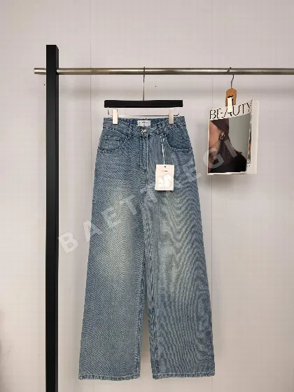 샤넬 데미지 가공 와이드 코튼 데님 바지 182446