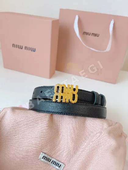 미우미우 골드 버클 마이크로 로고 벨트 57802