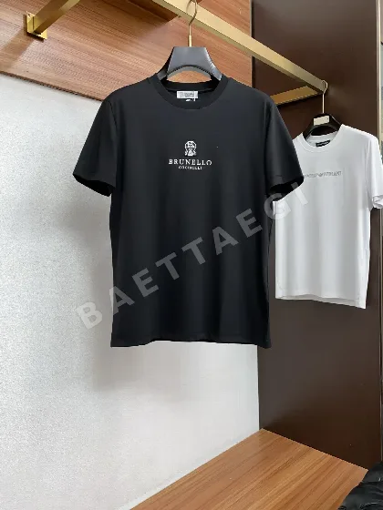 브루넬로쿠치넬리 남성 머서라이즈드 코튼 반팔 티셔츠 47947