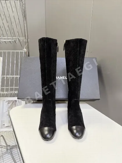 샤넬 부츠 램스킨 더블 C 진주 로고 힐 170005