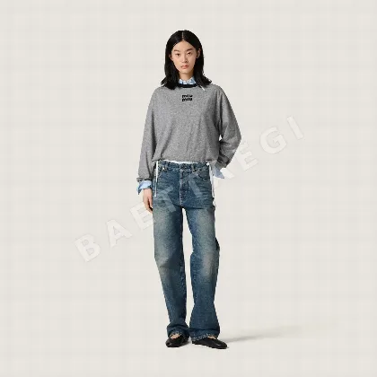 미우미우 3D 테일러드 슬림 여성 바지 202583
