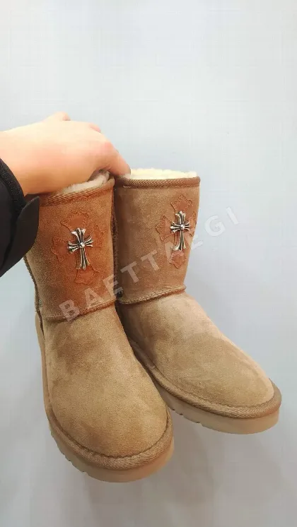 부츠 카키 가죽 크로스 패치워크 162922