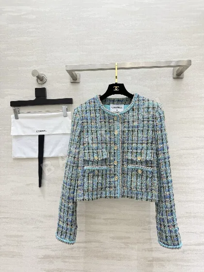 샤넬 블루 믹스 컬러 트위드 남성 자켓 148249