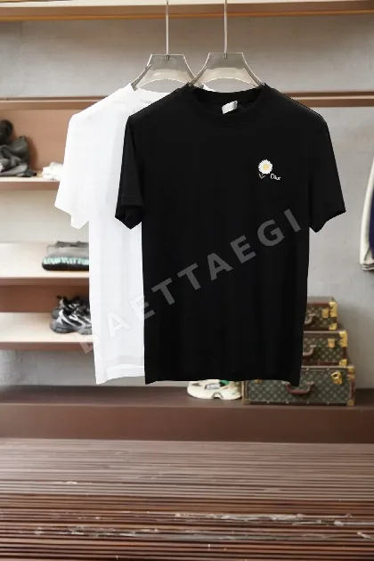 디올 자수 로고 코튼 남성 반팔 티셔츠 47600