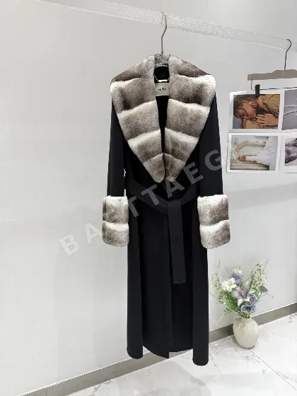 펜디 벨티드 카시미야 울 렉스래빗 롱 자켓 206652