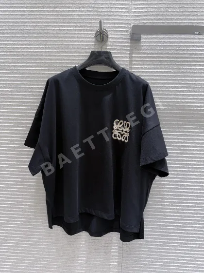 로에베 화이트 자수 반팔 티셔츠 96805