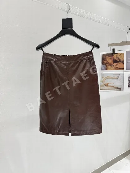 생로랑 레더 스커트 206763