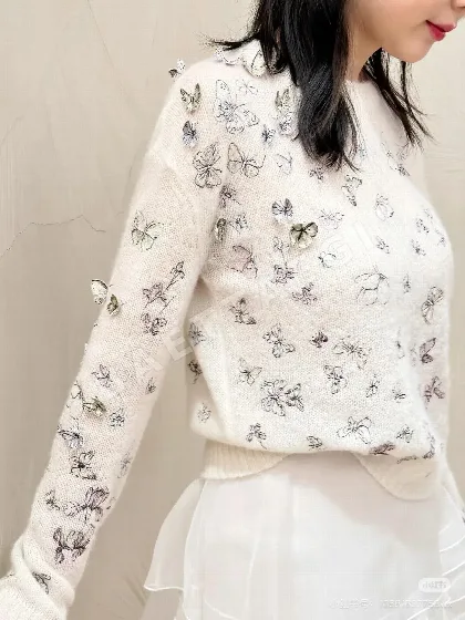 디올 나비 무늬 시스루 알파카 울 니트 96403