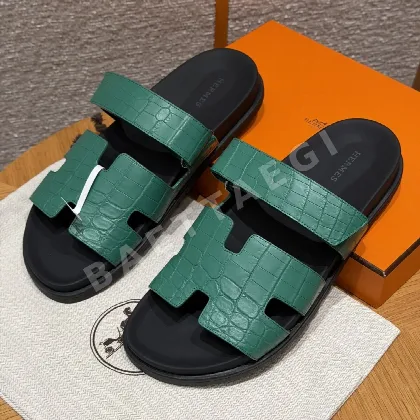 에르메스 시프레 샌들 피콕 그린 악어가죽 165632