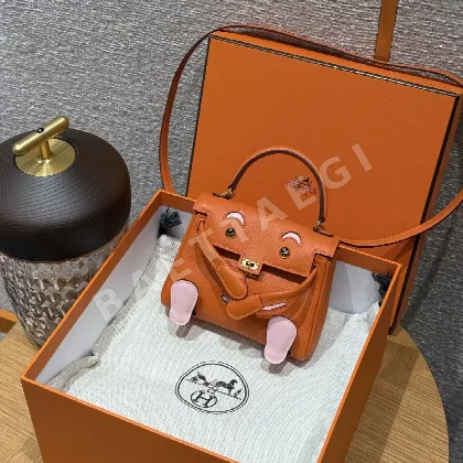 에르메스 켈리 인형 가방 오렌지 핑크 골드 하드웨어 18398