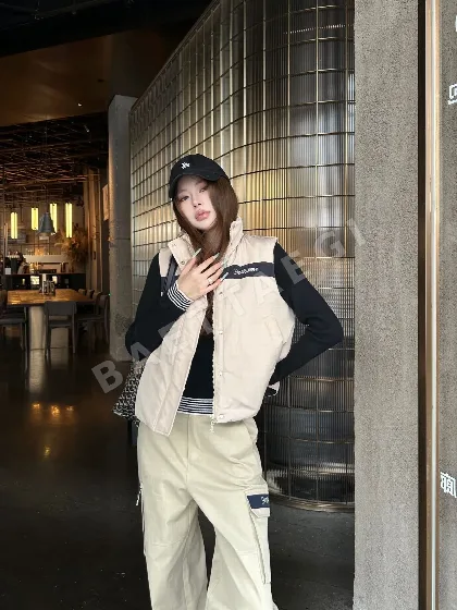 생로랑 코튼 컬러 블록 여성 조끼 202662