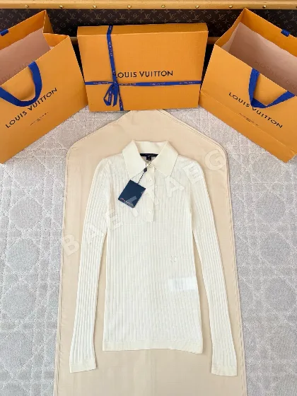 루이비통 LV 세로 스트라이프 폴로 카라 여성 니트 182059