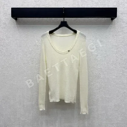 디올 U넥 메탈 로고 니트 탑 165443