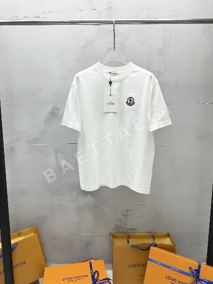 몽클레르 맥주이삭 자수 코튼 반팔 티셔츠 48630