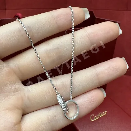 까르띠에 LOVE 더블 링 하프 파베 다이아몬드 목걸이 178382