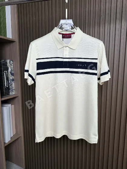 구찌 네이비 블루 카라 반팔 셔츠