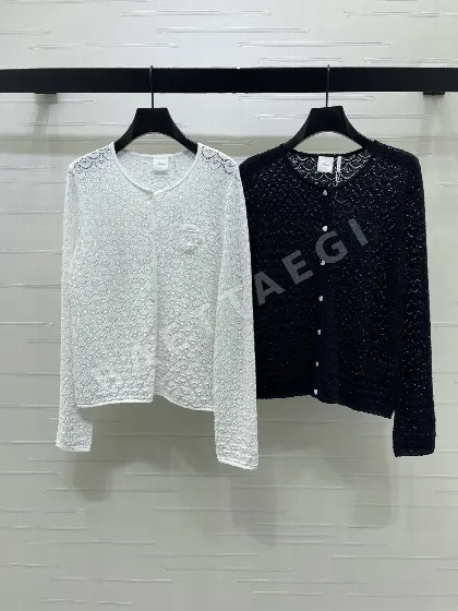 디올 시스루 무늬 라운드넥 여성 가디건 154656