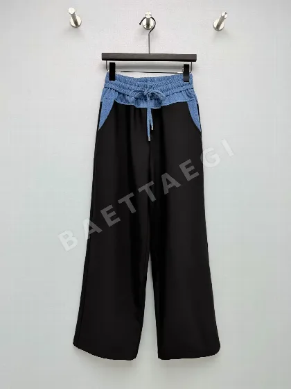 샤넬 데님 패치워크 와이드 레그 여성 바지 186402