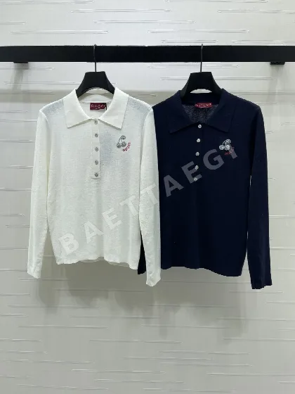 구찌 체리 크로셰 카라 울 니트 탑 151153